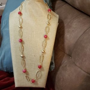 NWT CHIC goldtone necklace with round accent beads